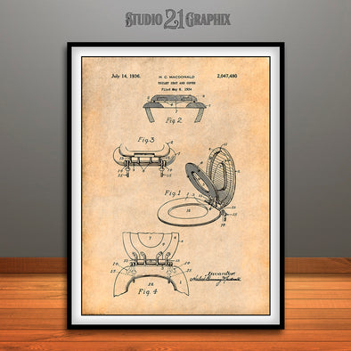 1934 Toilet Seat And Cover Patent Print Antique Paper