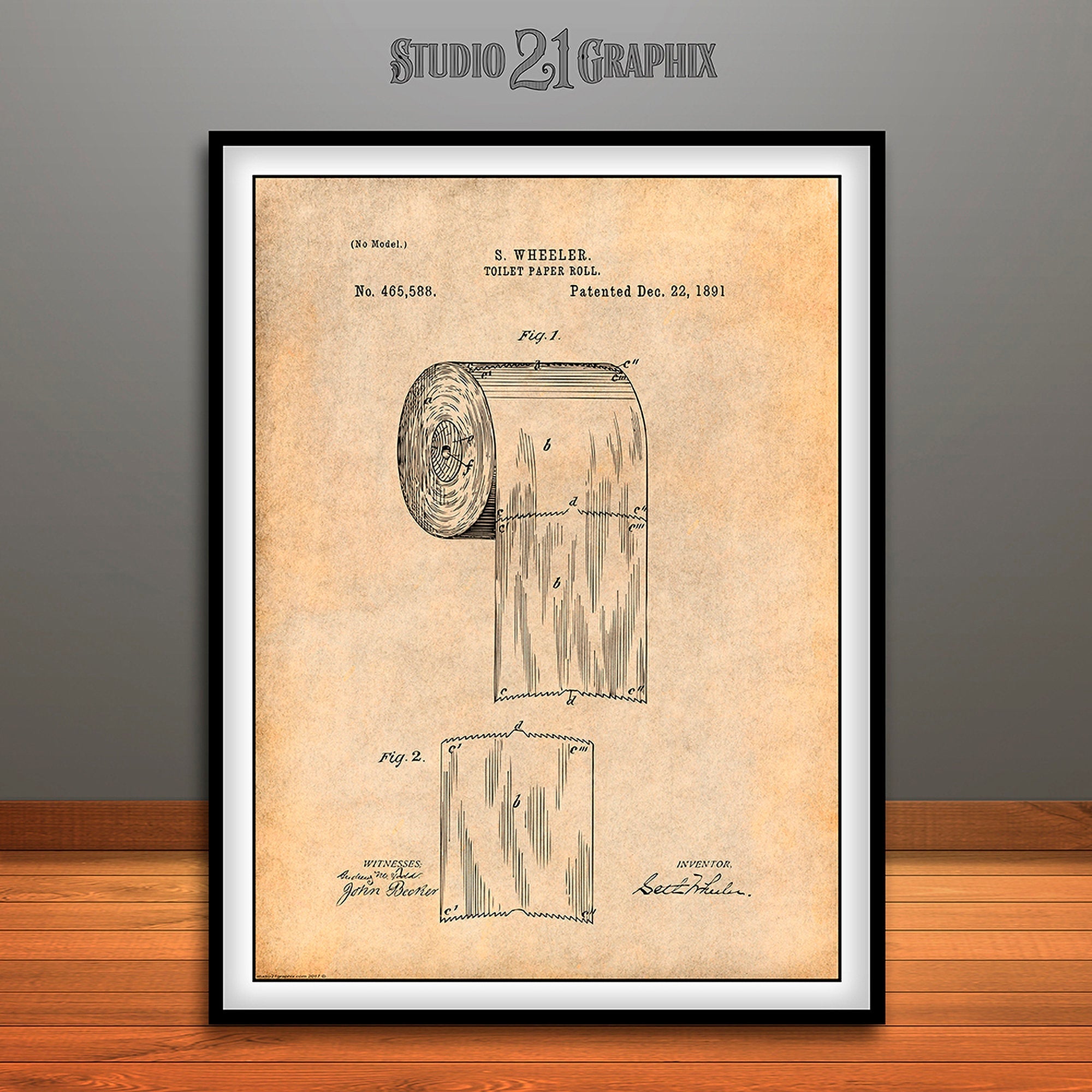 Toilet Paper Roll 1891 - Patent Art Print - Blueprint