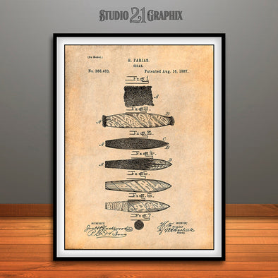 1887 Farias Cigar Patent Print Antique Paper
