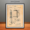1911 Beer Stein Patent Print Antique Paper