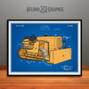 1934 Earth Moving Bulldozer Colorized Patent Print Blueprint