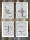 Barber Shop Patent Prints Set of 4 Patent Prints Gray