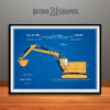 1967 Construction Backhoe Excavator Colorized Patent Print Blueprint