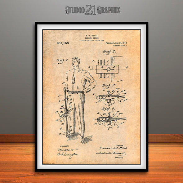 1938 Pants Ironing Machine Patent Print Antique Paper