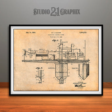 1926 Closed Dry Cleaning System Patent Print Antique Paper