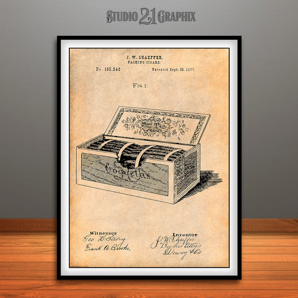 1877 Cigar Packing Patent Print Antique Paper