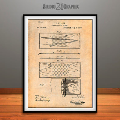 1890 Cigar Rolling Apron Patent Print Antique Paper