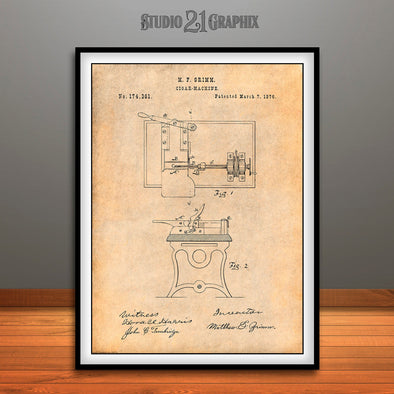 1876 Cigar Machine Patent Print Antique Paper