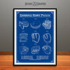 Vintage Baseball Gloves Patent Prints Blue