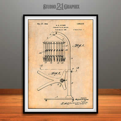 1928 M.S. Joyner Permanent Waving Machine Patent Print Antique Paper