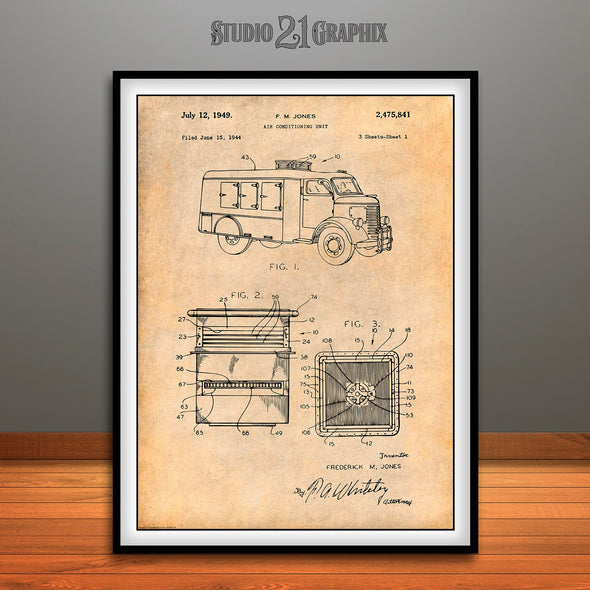 1944 F.M. Jones Automotive Air Conditioning Unit Patent Print Antique Paper