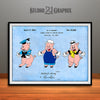 Walt Disney Three Little Pigs Colorized Patent Print Light Blue