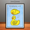 1981 Colorized Rubber Ducky Patent Print Light Blue