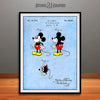 1930 Walt Disney Mickey Mouse Colorized Patent Print Light Blue