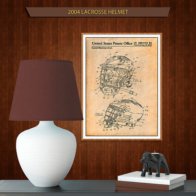 2004 Lacrosse Helmet Patent Print Antique Paper
