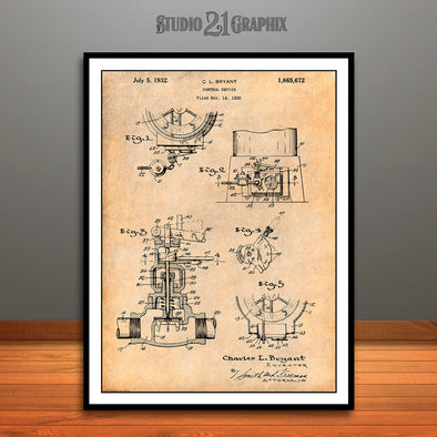 1930 Bryant Heater Control Device Patent Print Antique Paper