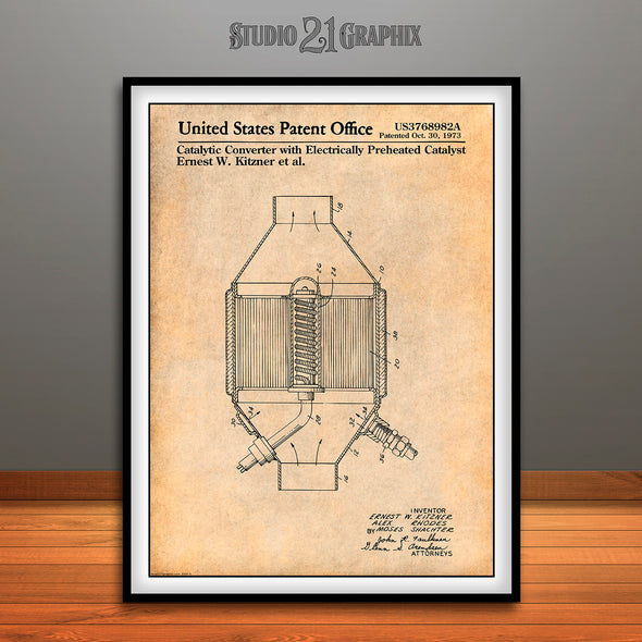 1973 Catalytic Converter Patent Print Antique Paper