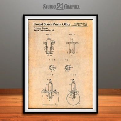 1986 Oxygen Sensor Patent Print Antique Paper