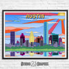 Austin POP-ART, Texas City Skyline Watercolor Art Print