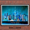 Tokyo at Night, Japan Skyline Watercolor Art Print