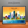 Dallas, Texas In Living Color Skyline Watercolor Art Print