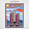 Detroit POP-ART, Michigan Skyline Watercolor Art Print