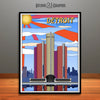 Detroit POP-ART, Michigan Skyline Watercolor Art Print