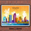 Tampa in Living Color, Florida Skyline Watercolor Art Print