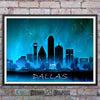 Dallas at Night Skyline Watercolor Art Print