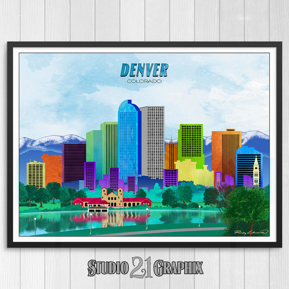 Denver, Colorado Skyline Watercolor Art Print