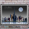 Dubai in Moon Light, UAE Skyline Watercolor Art Print