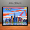 Dubai POP-ART, UAE Skyline Watercolor Art Print