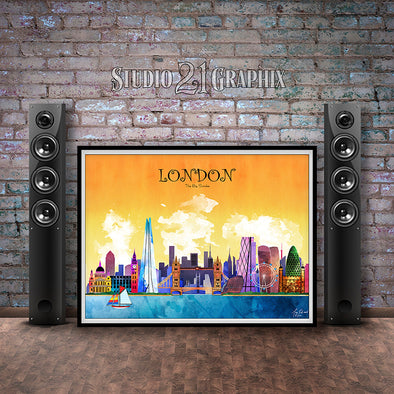 London in Living Color, England Skyline Watercolor Art Print
