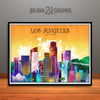 Los Angeles in Living Color, California City Skyline Print