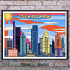 Philadelphia POP-ART, Pennsylvania Skyline Watercolor Art Print