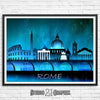 Rome at Night, Italy Skyline Watercolor Art Print