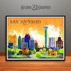 San Antonio In Living Color, Texas Skyline Watercolor Art Print