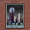 Chicago in Moon Light Skyline Watercolor Art Print