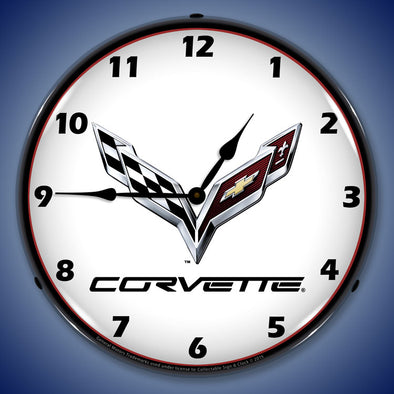 C7 Corvette Logo LED Clock