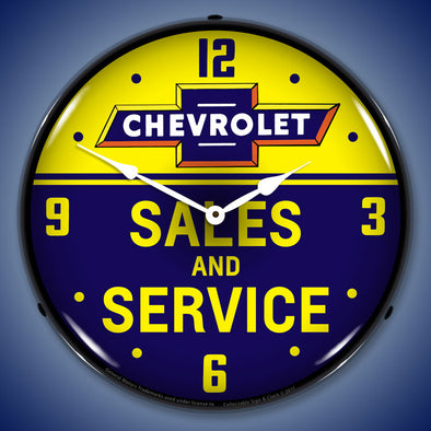 Chevrolet Bowtie Sales and Service LED Clock