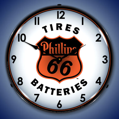 Phillips 66 Tires and Batteries LED Clock